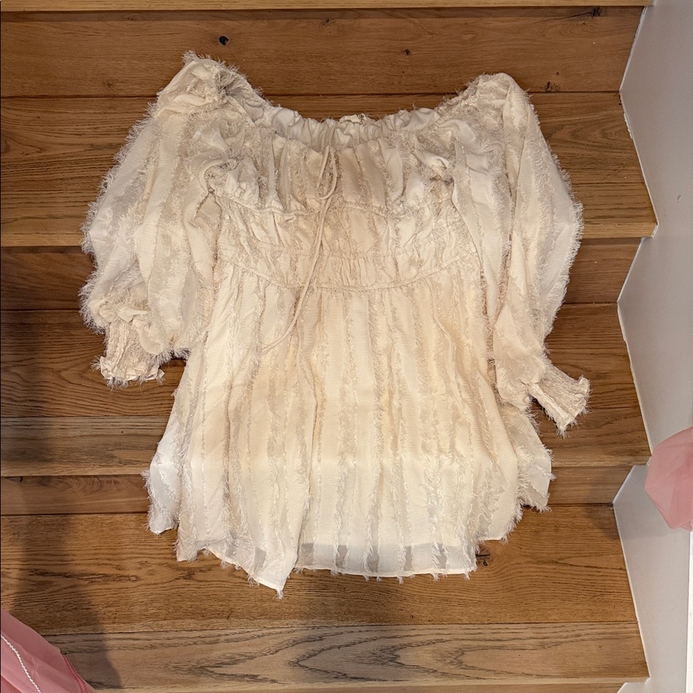 Peach Love California Cream Kids Blouse